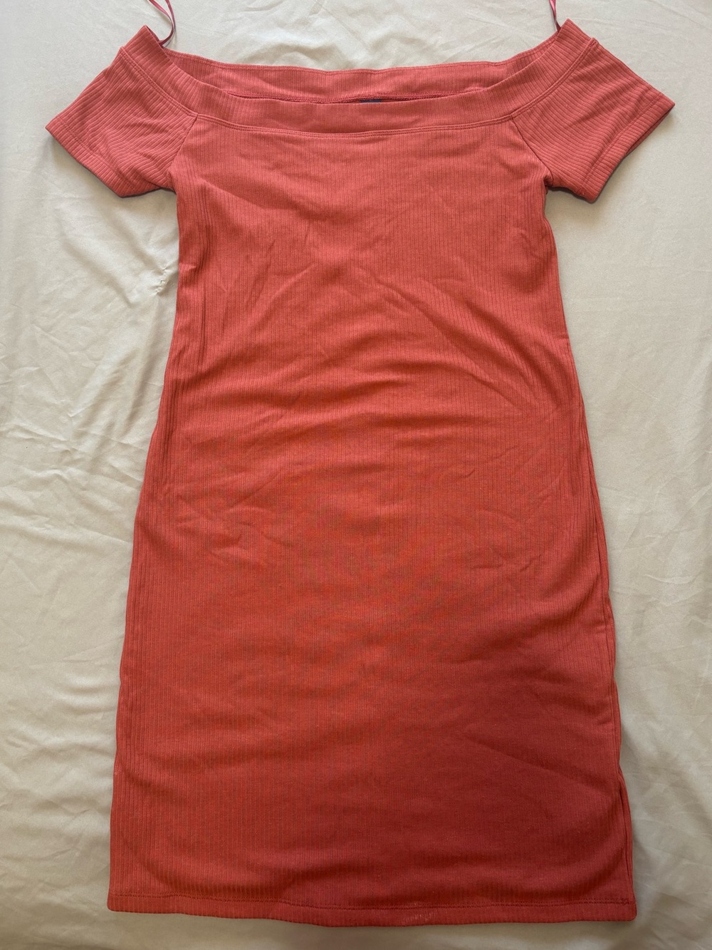 Old Navy One-Shoulder Ribbed Bodycon Dress in Coral